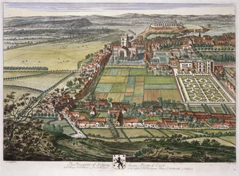Die Aussicht auf Nottingham von Osten, graviert von Johannes Kip (ca. 1652-1722)